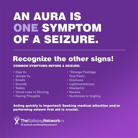 An Aura is one symptom of a seizure. Recognize the other signs! Epilepsy Quotes, Epilepsy Facts ...