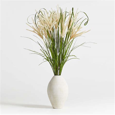 Faux Grass Bunch Arrangement in Ophelia White Floor Vase | Crate & Barrel