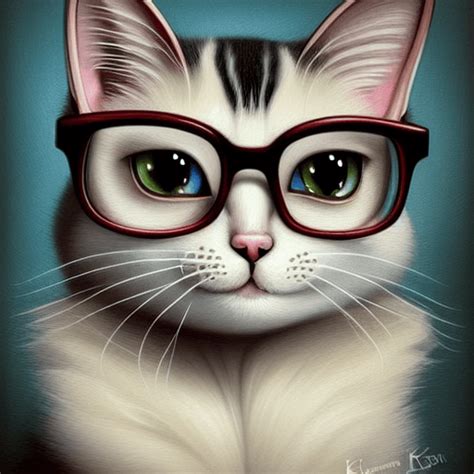 Cute and Adorable Cartoon Cat with Glasses · Creative Fabrica