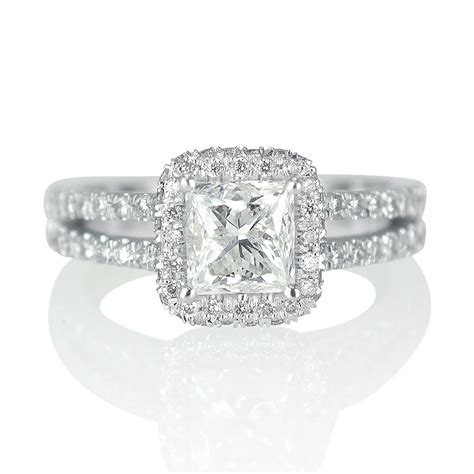 2 Carat Solitaire Princess Cut Diamond Engagement Ring G-H/SI1 14K ...