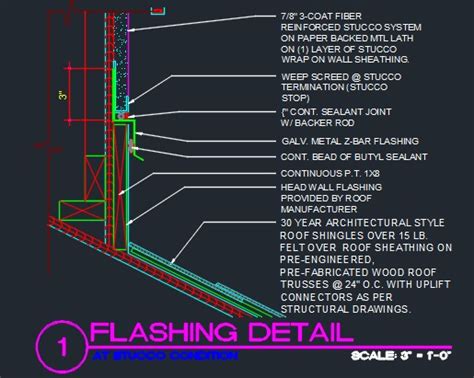 Roof Flashing Detail - W/Stucco & Wood Structure