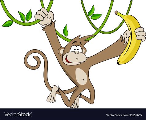 Funny monkey with banana Royalty Free Vector Image