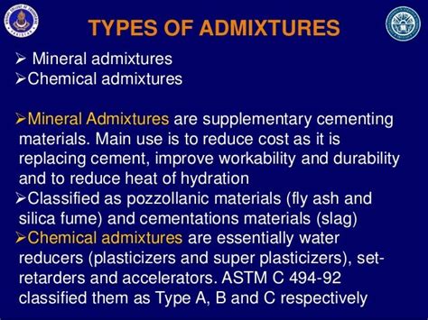 Admixtures And Their Properties