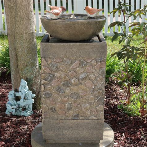 Sunnydaze Three Bathing Birds Outdoor Birdbath Water Fountain with LED ...