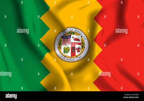 Los Angeles California 3D waving flag illustration. Texture can be used ...