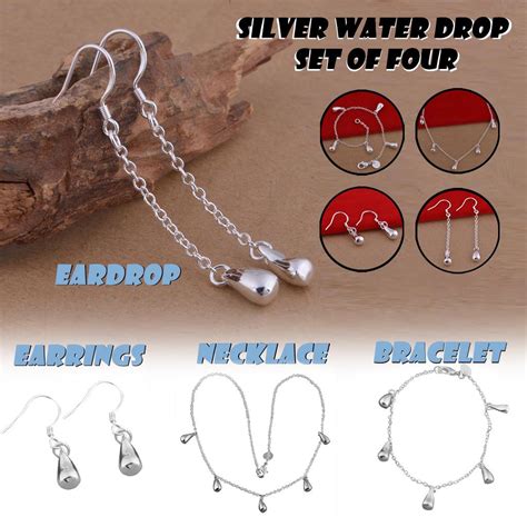 Ladies Fashion Drop Shape Jewelry Necklace Pendant Bracelet Gift ...