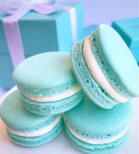 Delicious Tiffany Blue Macarons with Blueberry Jam and Buttercream