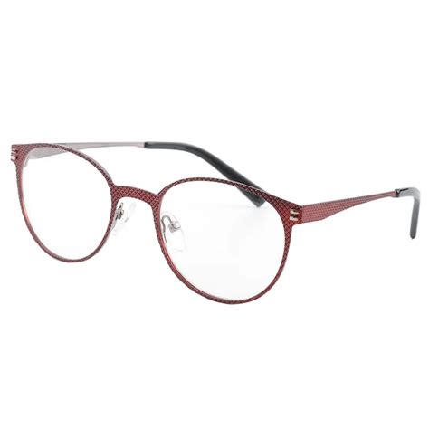 Women Stainless Steel Metal Eyeglasses Rivet and Round Full Rim Optical Frame Prescription ...