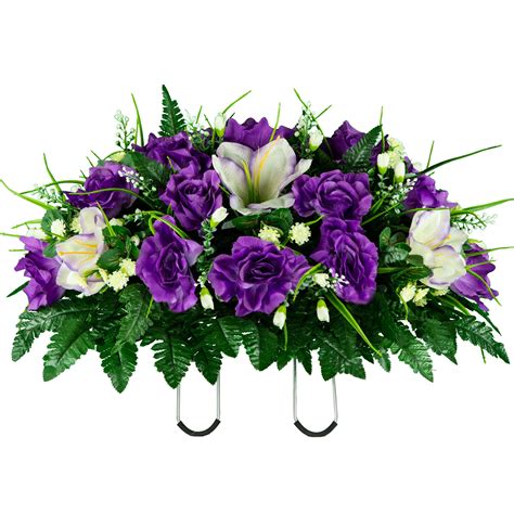 Sympathy Silks Artificial Cemetery Flowers – Realistic- Outdoor Grave ...