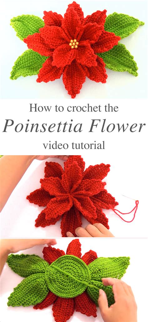 Crochet Poinsettia Flower To Make For Decor | CrochetBeja