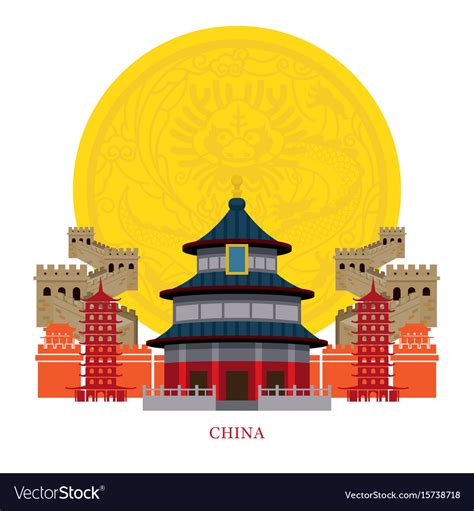 China landmarks with decoration background Vector Image