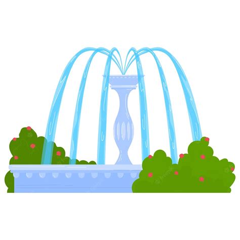 Premium Vector | Fountain water decoration isolated on white vector illustration Outdoor park ...