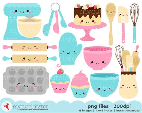 Cute Baking Clipart Baking Clip Art Set Cake Whisk Spoon - Etsy Australia