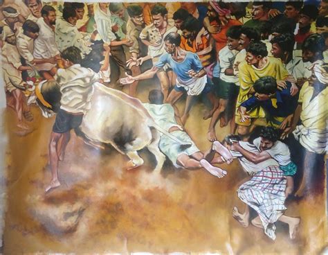 Jallikattu Painting at PaintingValley.com | Explore collection of ...