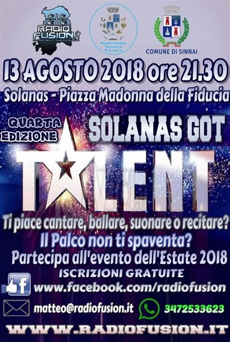 Arriva la quarta edizione del SOLANAS GOT TALENT - 13 Agosto 2018 - Radio Fusion