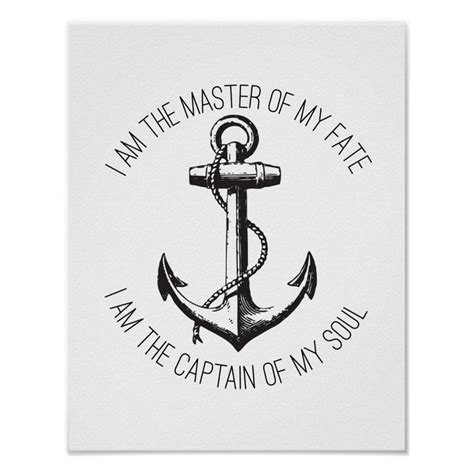 I am the Master of my Fate Poster | Zazzle | Anchor tattoos, Sleeve tattoos, Tattoo designs men