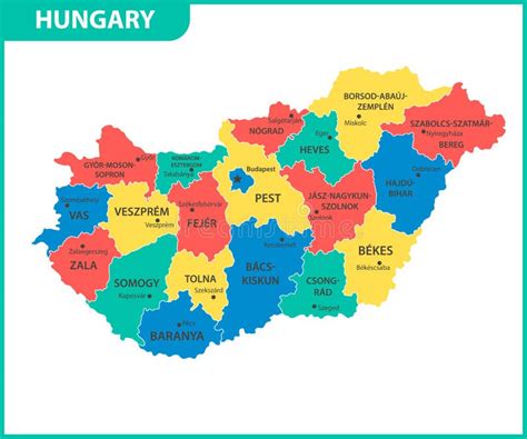 The Detailed Map of Hungary with Regions or States and Cities, Capital ...