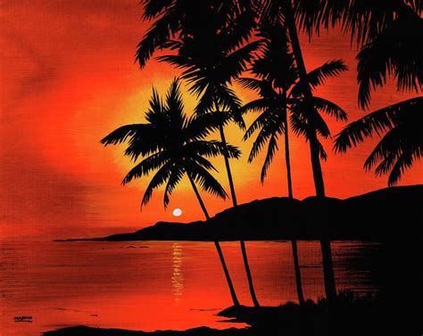 Hawaiian sunset painting | Sunset canvas painting, Sunset painting ...