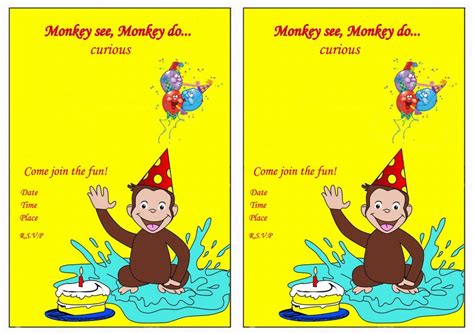 Curious George Birthday Invitations | FREE Printable Birthday Invitation Templates - Bagvania