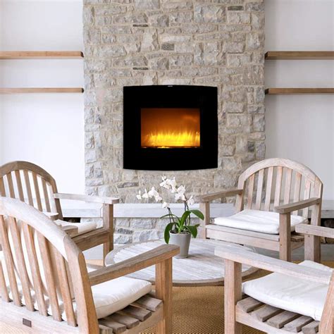 Caesar Fireplace WFP-26C 26-inch Wall Mount Electric Fireplace with stone pebbles and flame ...