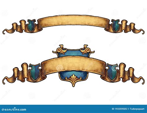 Set of Two Fantasy Old Paper Scroll Banners Stock Illustration ...