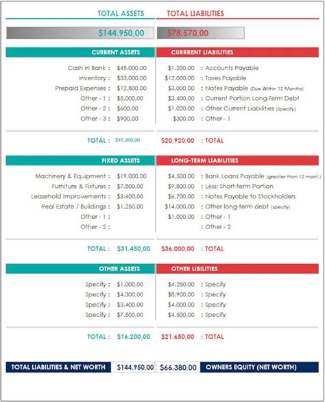 Opening Balance Sheet Template Excel