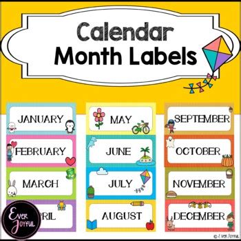 Calendar Month Labels by Ever Joyful | Teachers Pay Teachers