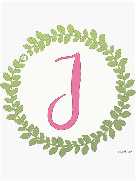 "Initial Wreath Monogram J" Sticker by navtrav | Redbubble