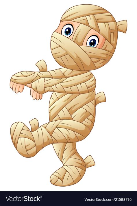 Cartoon mummy walking Royalty Free Vector Image