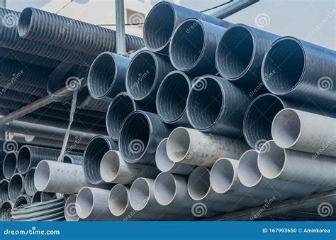 Large diameter pvc pipes stock photo. Image of drain - 167993650