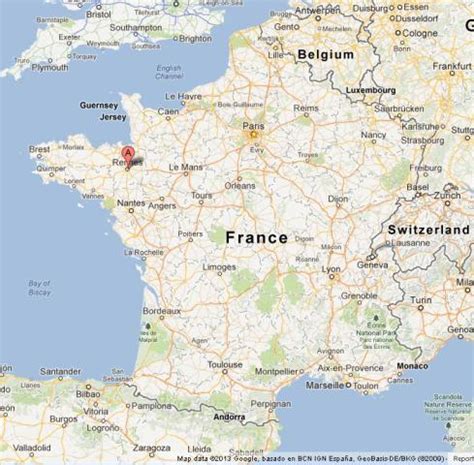 Rennes on Map of France