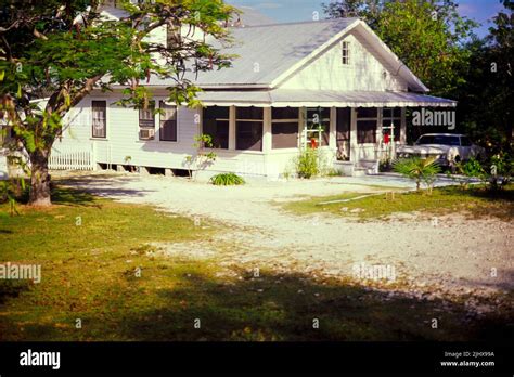 Traditional wooden building with corrugated iron roof, Cayman Brac, Cayman Islands, West Indies ...