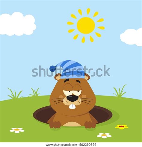 Cute Marmot Cartoon Mascot Character Sleeping Stock Vector (Royalty ...