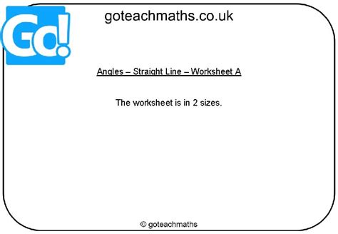 Angles Straight Line Worksheet A The worksheet is