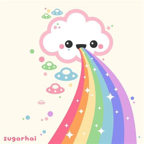 Cute Cloud with Rainbow | Cute kawaii drawings, Cute anime cat, Kawaii ...