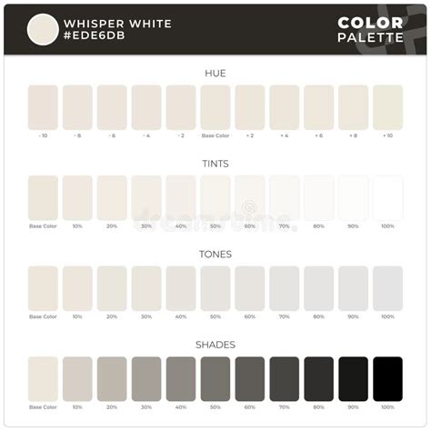 Whisper White / Color Palette Ready for Textile. Hue, Tints, Tones and ...