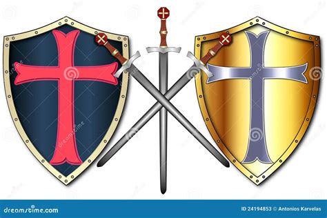 Crusader Shields And Swords Stock Vector - Image: 24194853