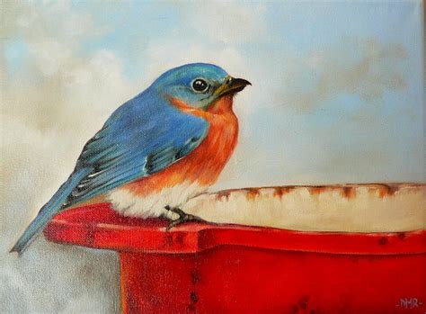 Red, White & Bluebird Original Oil Painting $360. Op Art, Original Oil Painting, Blue Bird ...