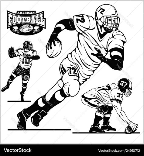 American football players in action isolated Vector Image