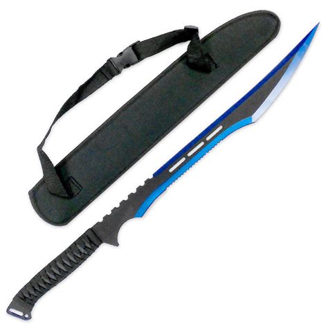 Azure Edge Ninja Sword - Blue Blade Ninjas Katana - Black Metal Ninja Swords With Sheath ...