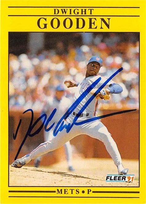 Dwight Gooden autographed baseball card (New York Mets Doc) 1991 Fleer #148