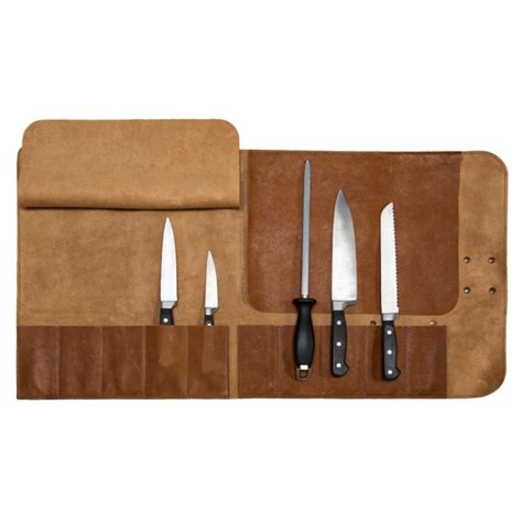 KNIFE ROLL BAG, leather brown - HEIROL Global - Kitchenware for life