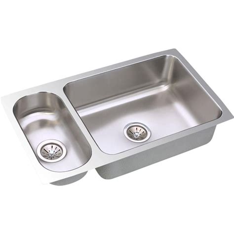 Elkay Lustertone Undermount Stainless Steel 33 in. Double Bowl Kitchen ...