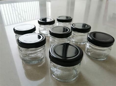 Buy Small Mini/Tiny Glass Jar Set of 20 Pcs with Metal Black Lid ...