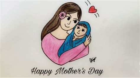 Mothers day drawing simple | mother's day drawing | Happy mother's day | women's day drawing ...