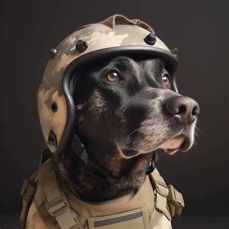 Premium AI Image | A dog wearing an army uniform with the word army on it.