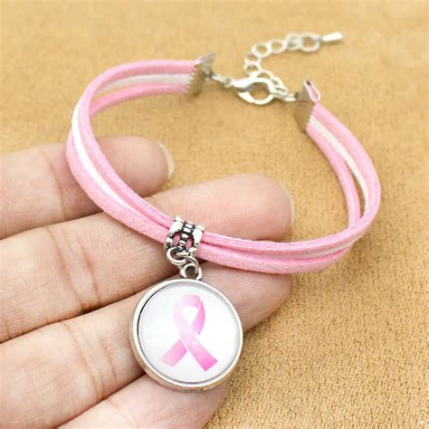 Breast Cancer Awareness Pink Ribbon Charm Bracelets For Women Men ...