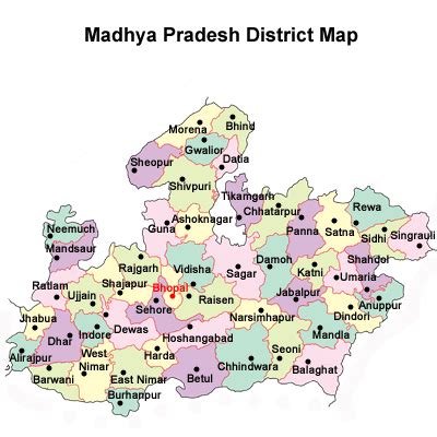 Map of Madhya Pradesh Districts