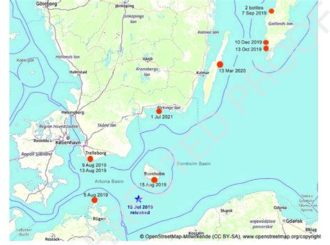 Map of the Southern Baltic Sea and Kattegat. The map shows the bottle... | Download Scientific ...