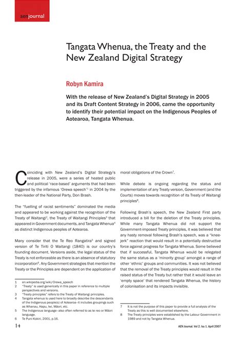 (PDF) Tangata Whenua, the Treaty and the New Zealand Digital Strategy